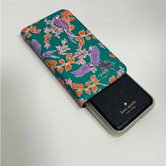 Kate Spade Bird Jungle Party Magnet Wrap Folio Iphone 11 PRO Folio Green Case - Picture 1 of 9